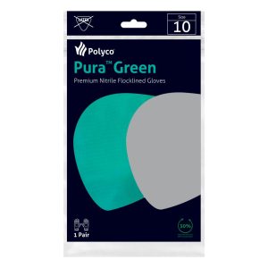 Polyco Pura Green Nitrile Flocklined Glove - 37N - Image 4