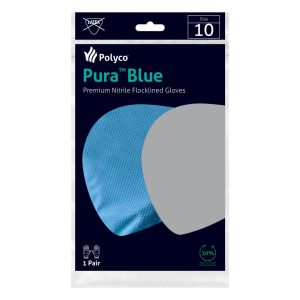 Polyco Pura Blue Nitrile Flocklined Glove - 47N - Image 4