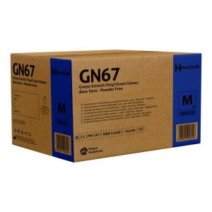 HandSafe GN67 Green Stretch Vinyl Powder Free Aloe Vera Coated Exam Glove - GN67 - Image 3