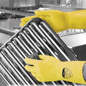 Polyco Optima Yellow 30cm Mediumweight Natural Rubber Flock Lined Glove - 02Y - Image 5