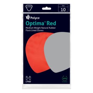 Polyco Optima Red 30cm Mediumweight Natural Rubber Flock Lined Glove - 13R - Image 3