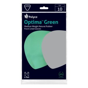 Polyco Optima Green 30cm Mediumweight Natural Rubber Flock Lined Glove - 32G - Image 3