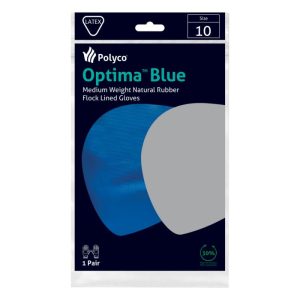 Polyco Optima Blue 30cm Mediumweight Natural Rubber Flock Lined Glove - 42B - Image 3