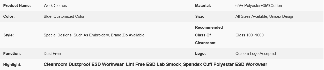 Screenshot 2025-11-30 at 00-25-49 Dustproof ESD Workwear Spandex Cuff Polyester Lint Free Lab Smock For Cleanroom