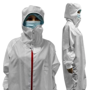 Dust Free Anti Static Cleanroom Jumpsuit With Hood White Washable - Image 1