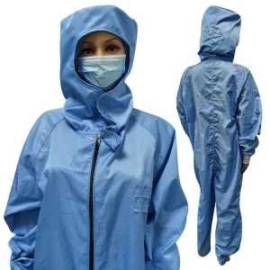 Blue Washable Dust Free ESD Garment Anti Static For Cleanroom Industry - Image 1