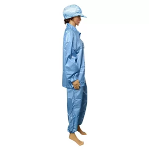 Blue 5mm Stripe Polyester Lint Free ESD Suit For Industrial Workwear - Image 4