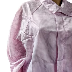 Lab Polyester ESD Antistatic Split Suit 5mm Grid Pink Special Design - Image 4