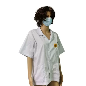 2.5mm Gird T-Shirt Industrial Work Clothes For Cleanroom ESD Antistatic - Image 2