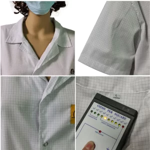 2.5mm Gird T-Shirt Industrial Work Clothes For Cleanroom ESD Antistatic - Image 5