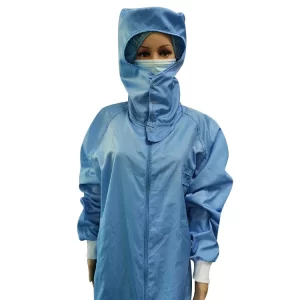 Blue 5mm Gird Washable Dust Free Anti Static Cleanroom Jumpsuit Coverall With Hood - Image 4