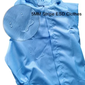 Fluid Repellent Static Control Clean Room ESD Polyester Fabric With 5mm Carbon Stripe - Image 5