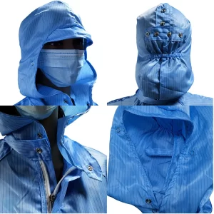 Cleanroom 5mm Stripe ESD Smock Lab Coat Built In Storage Bag - Image 4
