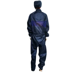 5mm Grid Dark Blue ESD Cleanroom Jumpsuit Coverall For Electronics Industries - Image 3