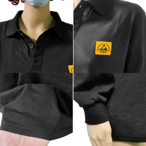 ESD Long Sleeve POLO Shirt With ESD Symbol Meets Garment Standard EN 61340-5-1 - Image 5