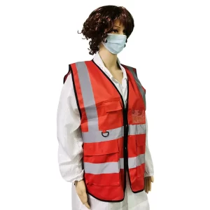 Unisex Red High Visibility Reflective Safety Vests With ID Pocket - Image 3