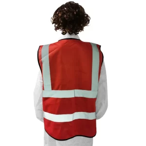 Unisex Red High Visibility Reflective Safety Vests With ID Pocket - Image 2