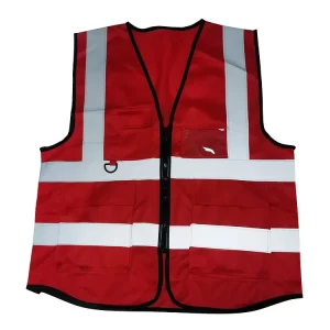 Unisex Red High Visibility Reflective Safety Vests With ID Pocket - Image 4