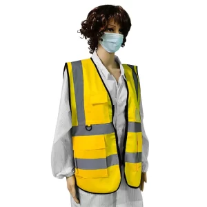 Yellow Flashing Safety High Visibility Vests With Reflective Tapes - Image 2