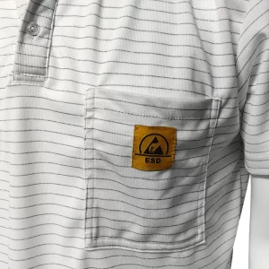 7MM Stripe ESD T-Shirts Polyester Conductive Silk Knitting Anti Static POLO Shirts - Image 4