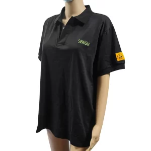 Cleanroom Safety Work Wear Cotton Carbon Fiber ESD Anti Static Polo T Shirt - Image 2