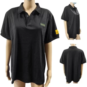 Cleanroom Safety Work Wear Cotton Carbon Fiber ESD Anti Static Polo T Shirt - Image 1