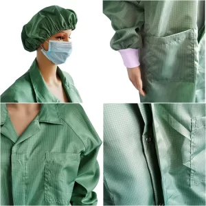 Green Color Workshop Wear ESD Anti Static Smock For Cleanroom - Image 4