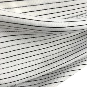White 6MM Stripe 240gsm Polyester Knitted ESD Anti-Static Rib Fabric - Image 4