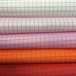 Clean Room ESD Fabric Woven Polyester Fabrics 5mm Grid White Blue Yellow Color - Image 4