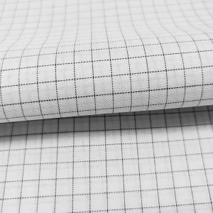White 7MM Grid 65% Polyester+32% Cotton+2% Carbon Fiber T/C ESD Anti Static Fabric For Cleanroom Clothes - Image 2