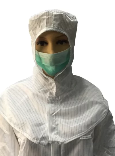 Polyester ESD Safe Clothing Dust Free Shawl Anti Static Cap Front Velcro Closure - Image 4