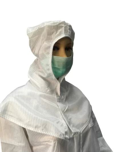 Polyester ESD Safe Clothing Dust Free Shawl Anti Static Cap Front Velcro Closure - Image 3
