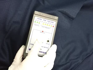 5mm Diamond Pattern Knitted Polyester ESD Fabric Dark Blue 135 GSM Weight - Image 4