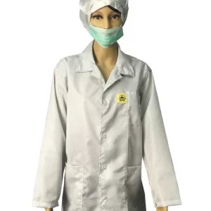 Static Dissipative ESD Jackets 2.5mm Grid White And Blue For EPA Clean Room - Image 3
