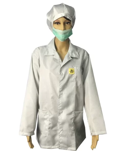 Static Dissipative ESD Jackets 2.5mm Grid White And Blue For EPA Clean Room - Image 3