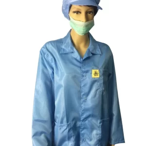 Static Dissipative ESD Jackets 2.5mm Grid White And Blue For EPA Clean Room - Image 2