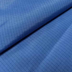 Blue 65% Polyester 32% Cotton 2% Carbon Fiber ESD Fabric Black 4mm Grid Conductive Wire Red Anti Static TC Fabric - Image 2