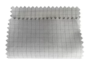 Breathable Static Dissipative Fabric ESD Plain Grid White Light Blue Stock - Image 3
