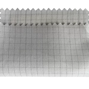 Breathable Static Dissipative Fabric ESD Plain Grid White Light Blue Stock - Image 3