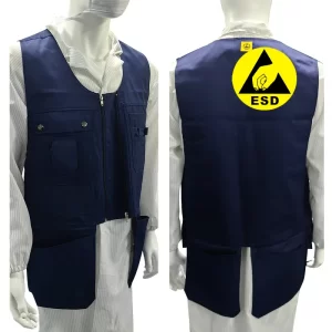 Navy Blue Denim Fabric Tool Vest Anti-Static Tool Kit Work Vest for Electrician - Image 1