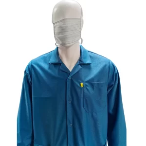 Blue Washable Cleanroom ESD Smock Antistatic Clothes Garment with 96% Polyester +4% Carbon - Image 2