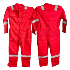 High Visibility Reflective Safety Clothes- 100% Cotton Red Coveralls - Image 1