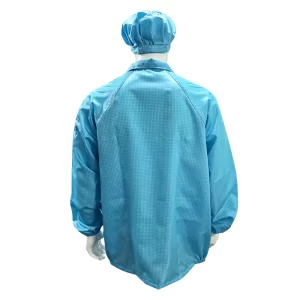 Blue Anti Static Lab Coat Grid 98% Polyester 2% Carbon Fiber Fabric Jacket - Image 2