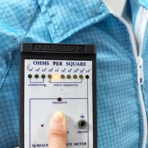 Blue Anti Static Lab Coat Grid 98% Polyester 2% Carbon Fiber Fabric Jacket - Image 5