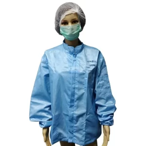 Antistatic Jackets Cleanroom Apparel 5mm Grid Polyester YKK Zip With Logo Printing - Image 2