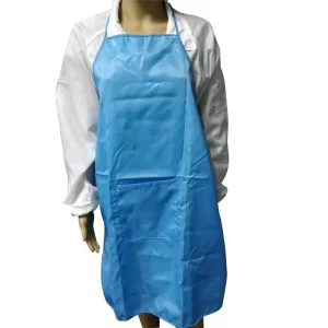 White Blue ESD Apron Antistatic One Size Fits All One Pocket 98% Polyester 2% Carbon Fiber - Image 3