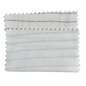 Dust Free Knitting Polyester ESD Fabric Stripe White In Stock , White Color - Image 1