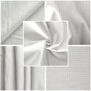 White Cotton Polyester Carbon 4mm Grid Anti Static Tessuto Panno - Image 3