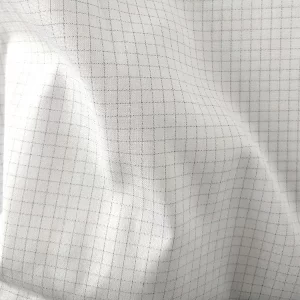 White Cotton Polyester Carbon 4mm Grid Anti Static Tessuto Panno - Image 2