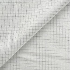 White Cotton Polyester Carbon 4mm Grid Anti Static Tessuto Panno - Image 5
